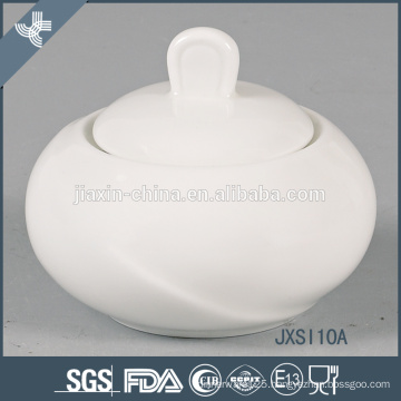 Wholesale new design durable white round porcelain sugar pot